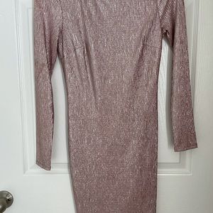 Mini plush pink rose metallic dress size small